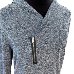 Women’s Medium Long Sleeve Offset Zipper and Shawl Collar Sweater
